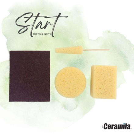 Ceramila Start 3058 Seramik Rötuş Sünger ve Zımpara Seti